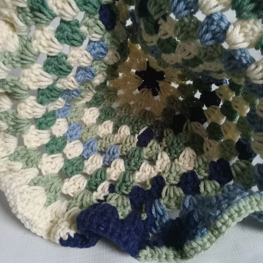 Handmade Crochet Multicolor Granny Stitch One Size Fits Most Acrylic Bucket Hat